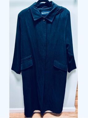 Herman Kay Black Long Coat Women’s Size Large VGC p-p 25” s-h 50”